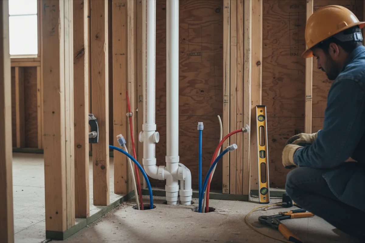 Drain and supply rough-in during Drain Cleaning in Sharpsburg